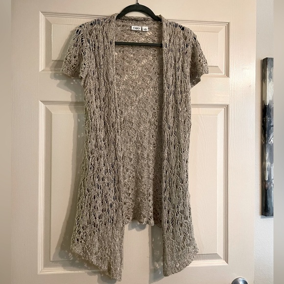 Cato Beige Lacy Knit Cardigan Sweater - Picture 1 of 3